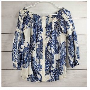 Anthropologie Paisley Off The Shoulder Blouse
